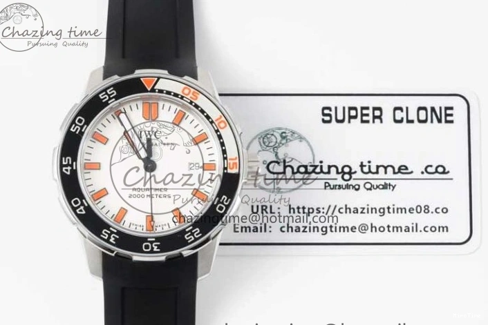 MIROTIME 0429 Aquatimer Automatic SS RSF 1:1 Best Edition White Orange Dial on Black Rubber Strap A Supportive 7069